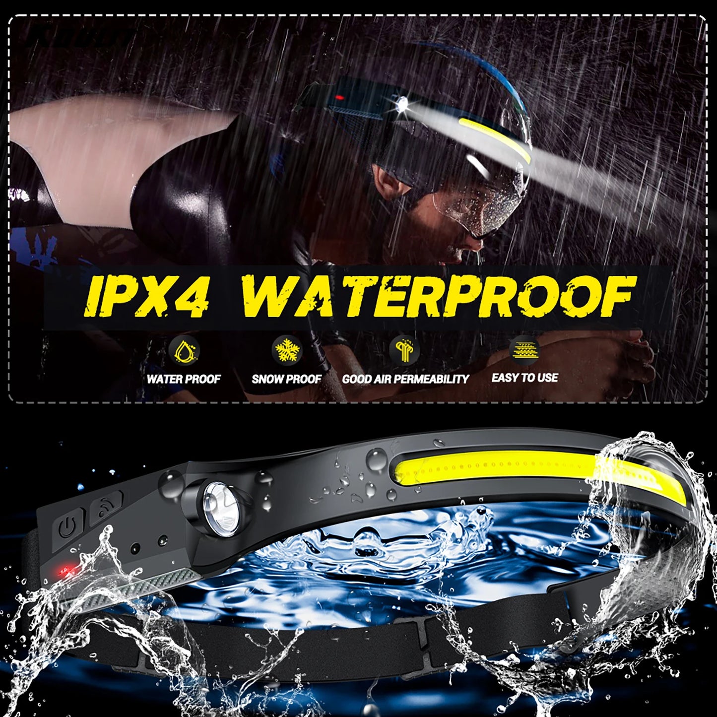 Ultralight hand sensor waterproof LED headlight