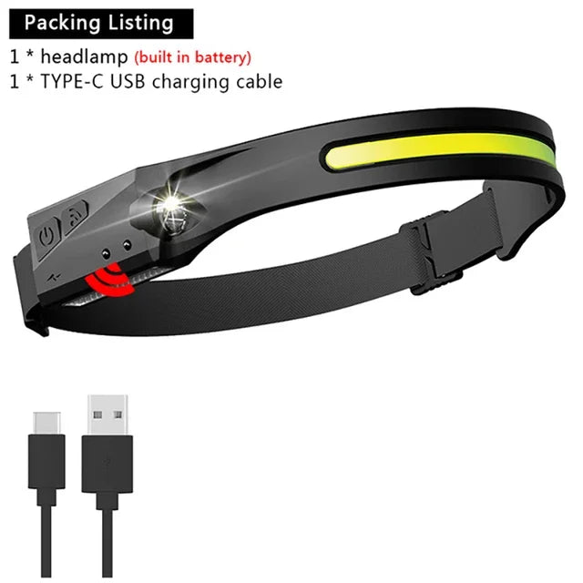 Ultralight hand sensor waterproof LED headlight