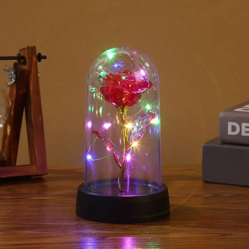 Rose Lamp in Glass Dome