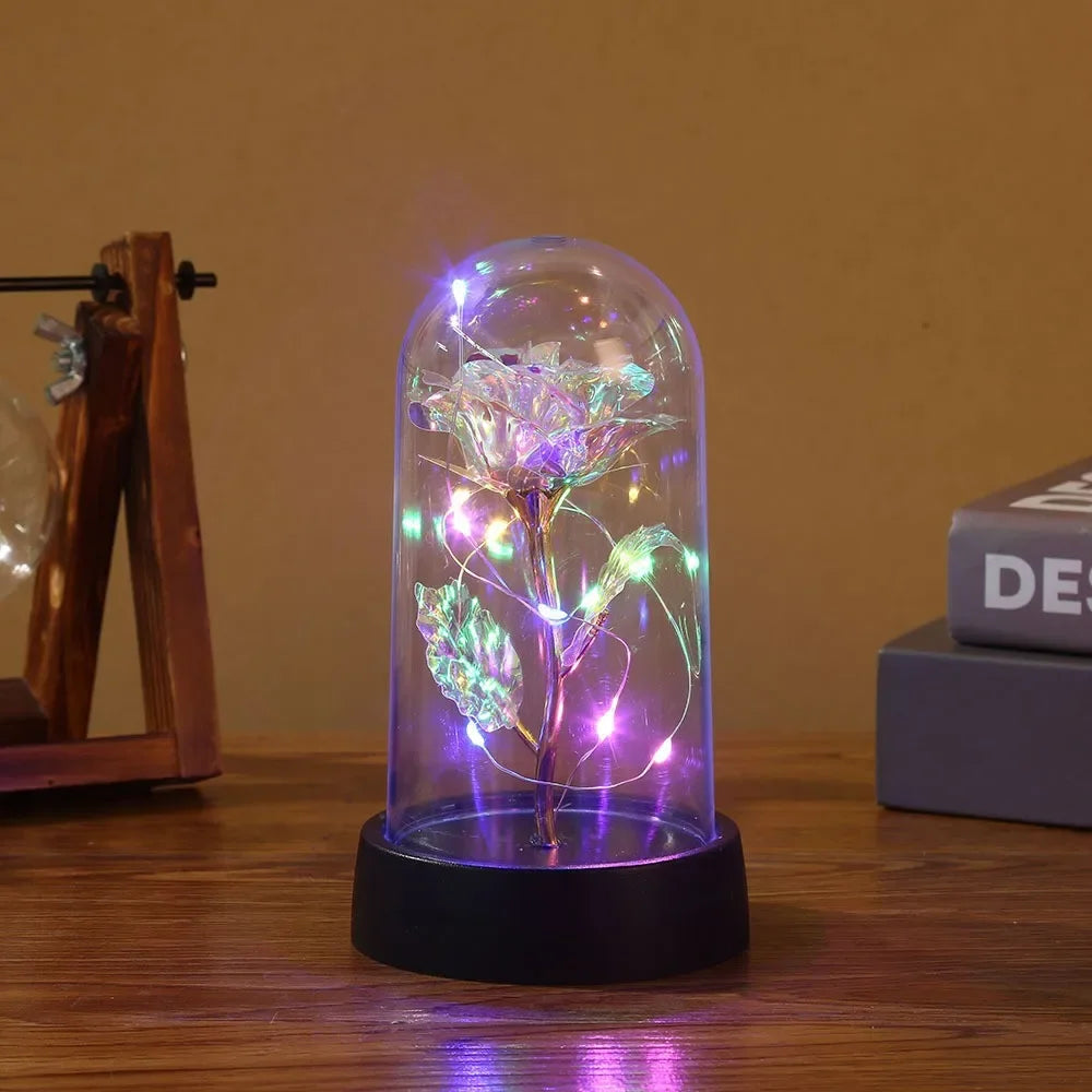 Rose Lamp in Glass Dome