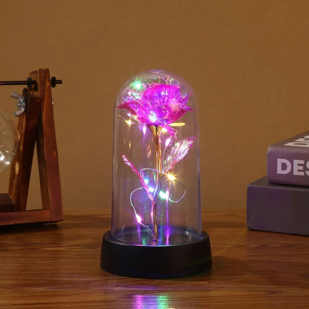 Rose Lamp in Glass Dome