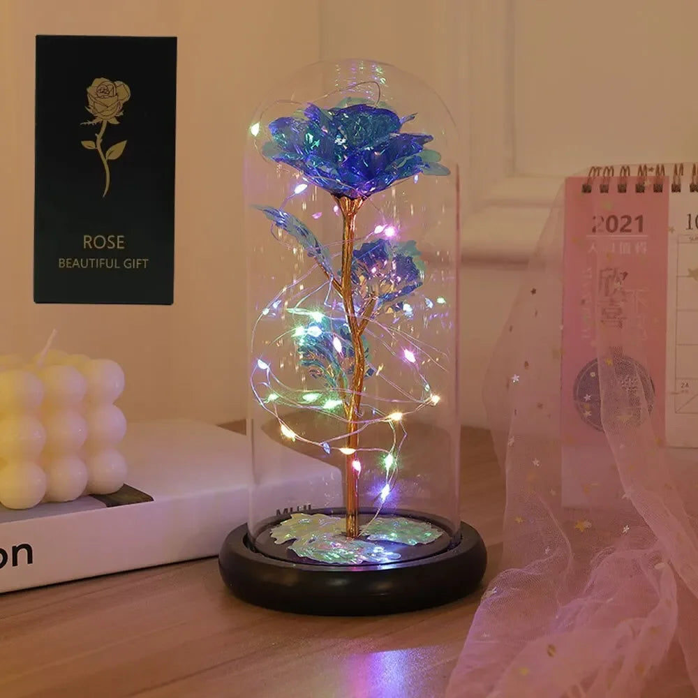 Rose Lamp in Glass Dome