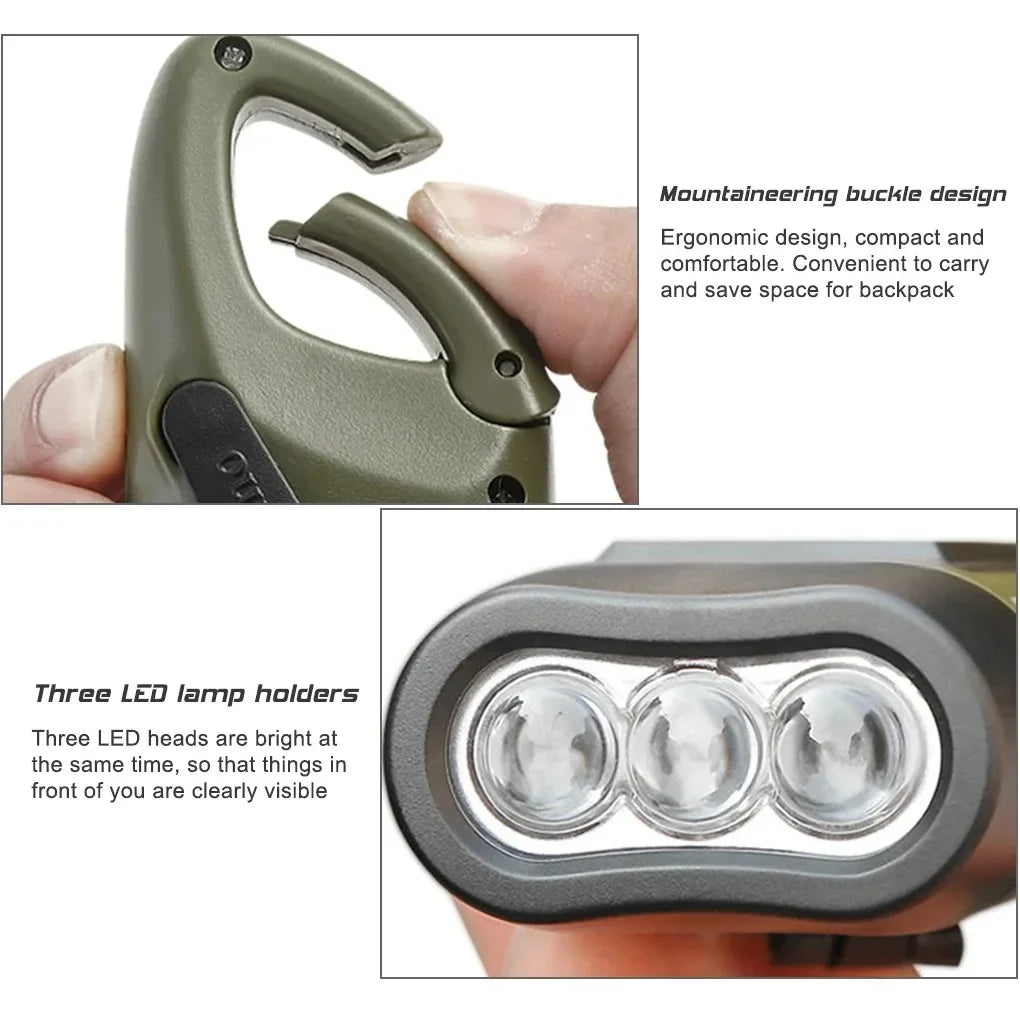 LED dynamo hiking solar light